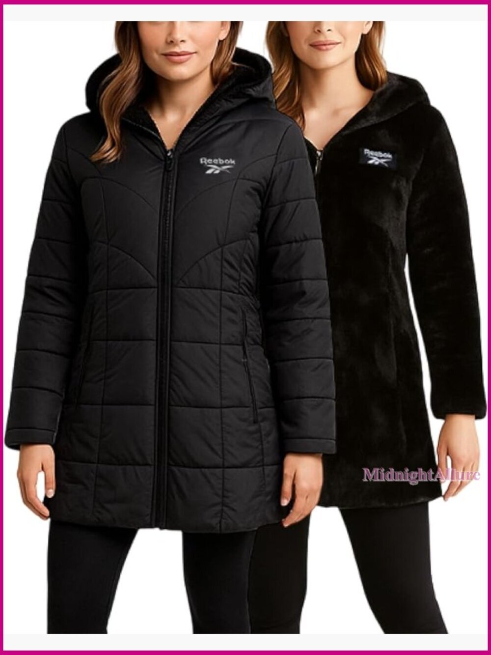Reversible Sherpa Fleece Lined Puffer Parka with Faux Fur Hood